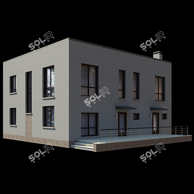 Spacious Two-Story Cottage with Terrace and Balcony 3D model image 3