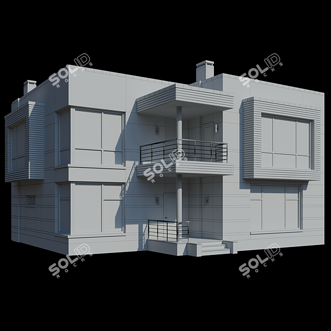 Spacious Two-Story Cottage with Terrace and Balcony 3D model image 5