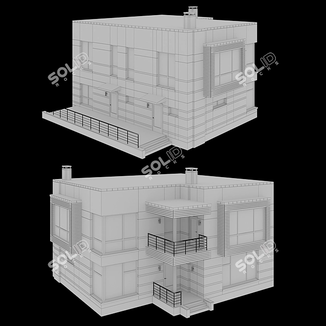 Spacious Two-Story Cottage with Terrace and Balcony 3D model image 10