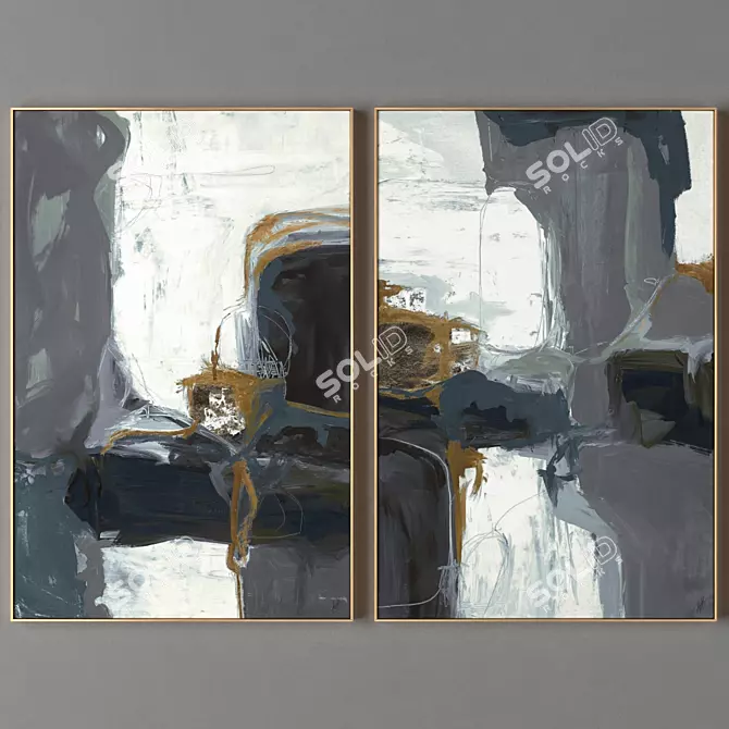  Rustic Collection: Set of 3 Framed Paintings 3D model image 1