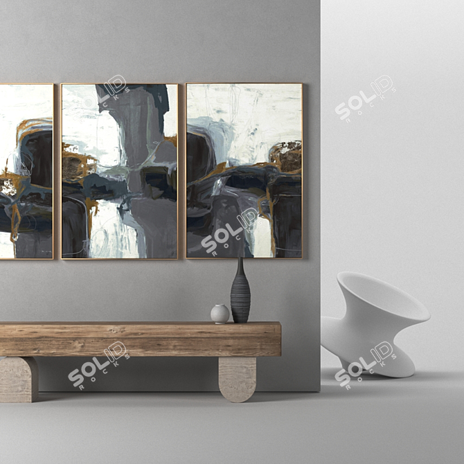  Rustic Collection: Set of 3 Framed Paintings 3D model image 3