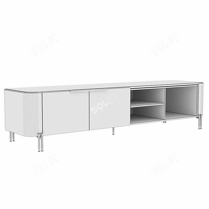 Modern Bamboo TV Stand with Marble Top 3D model image 5