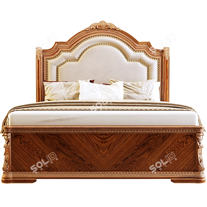 Regal Bliss Queen Sleigh Bed 3D model image 2