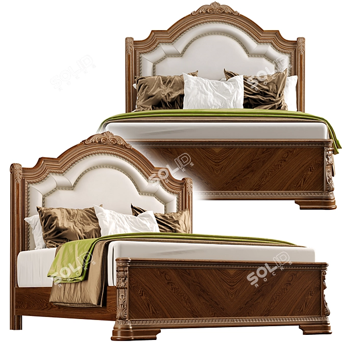 Regal Bliss Queen Sleigh Bed 3D model image 5