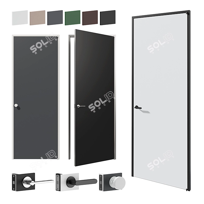 Modern Aladin Swing Plain 06: Elegant Doors by Glas Italia 3D model image 1