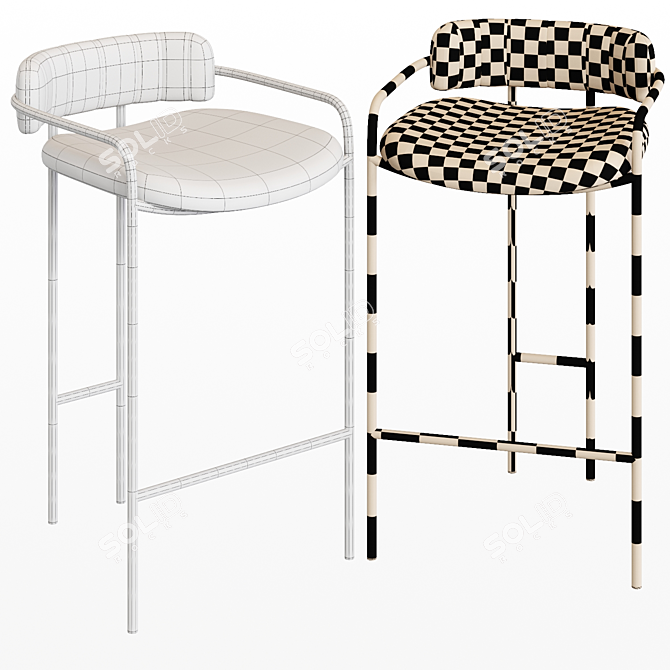 Elegant Lenox Counter Stool 3D model image 2