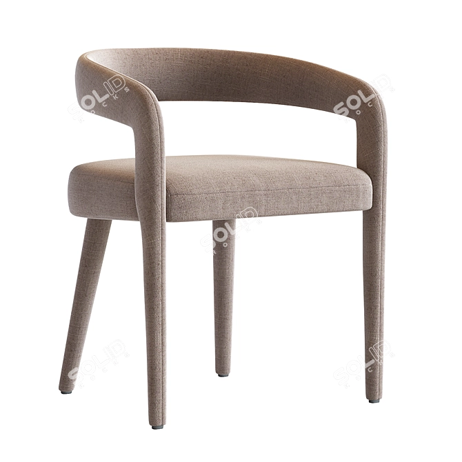 Lisette White Dining Chair - Stain & Spill-Resistant Fabric 3D model image 3