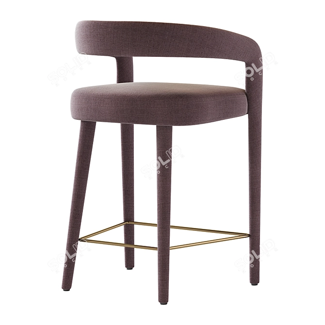 Modern White Counter Stool 3D model image 4