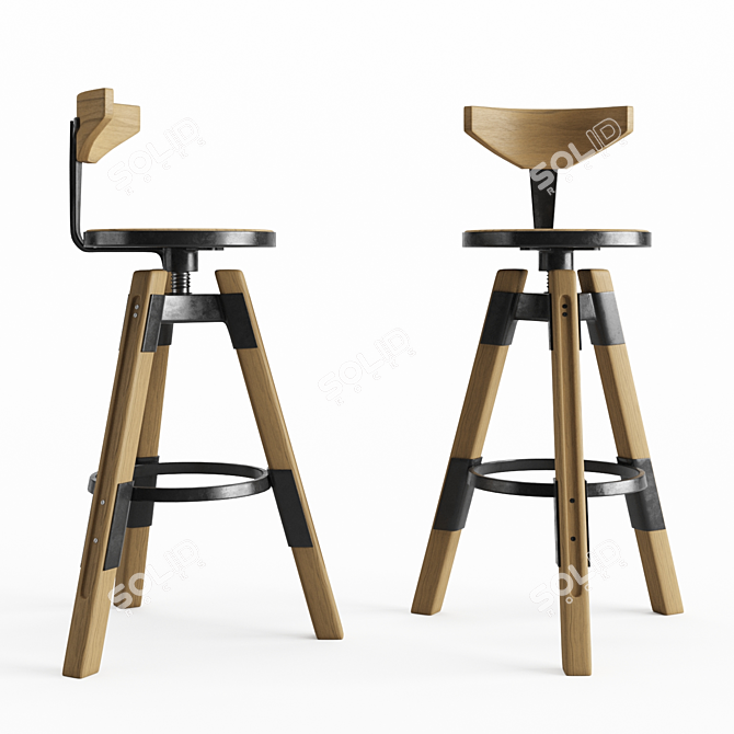 Sleek Turbo Stool 3D model image 1