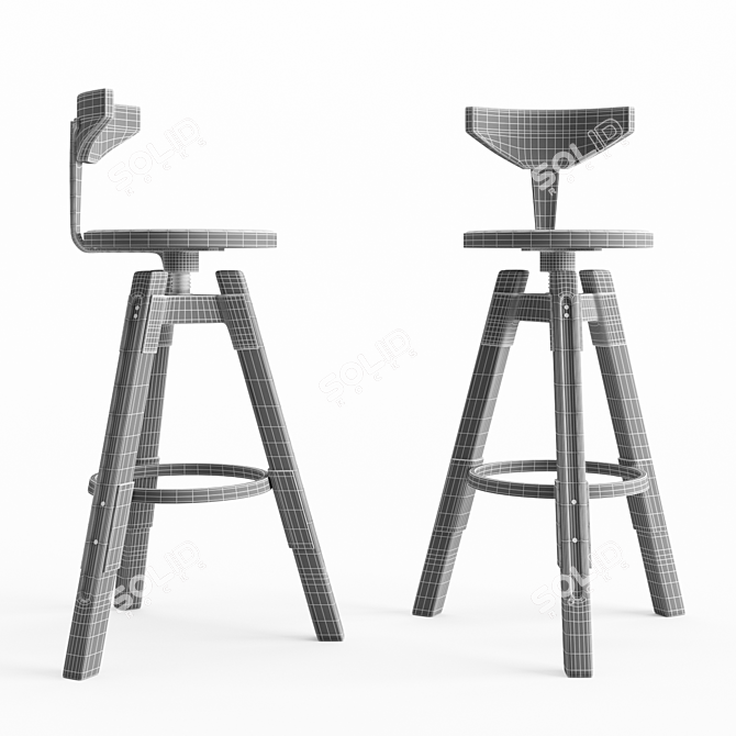 Sleek Turbo Stool 3D model image 2