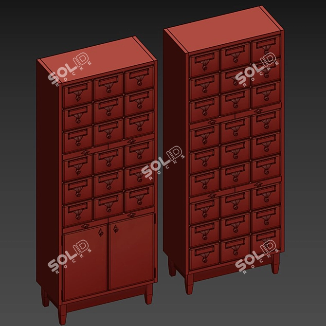 Versatile Library Cabinet: Space-Saving Solution 3D model image 3