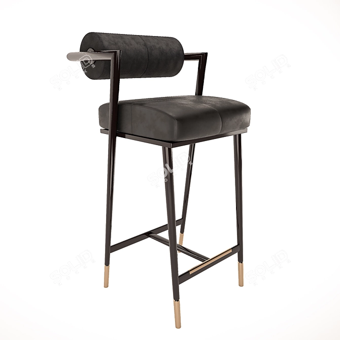 Modern Velvet and Leather Bar Chair 3D model image 5