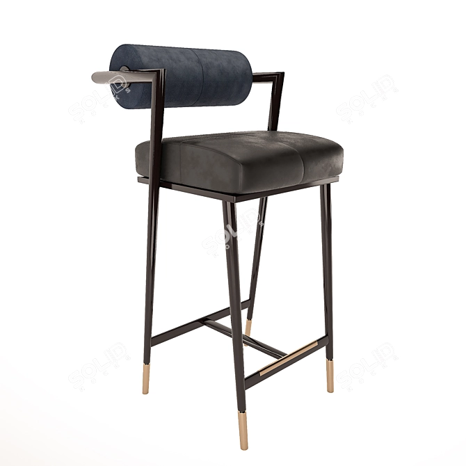 Modern Velvet and Leather Bar Chair 3D model image 7
