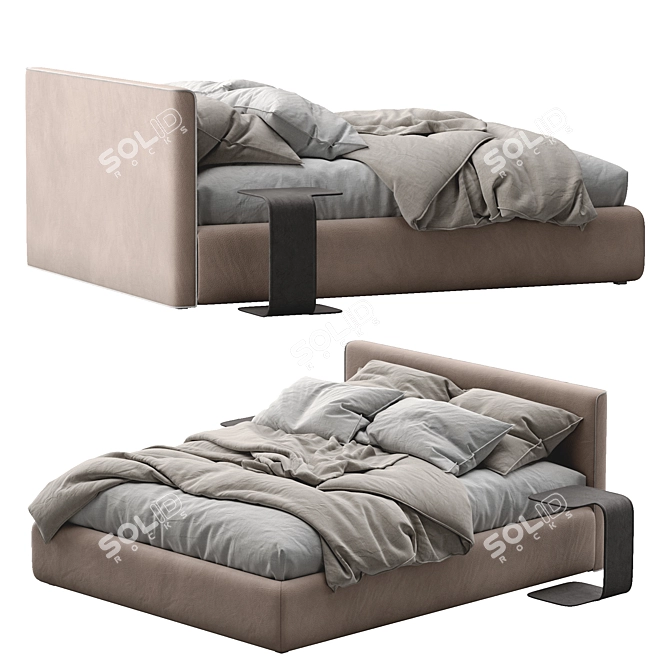 Elegant Leather Bed TANGRAM 3D model image 5