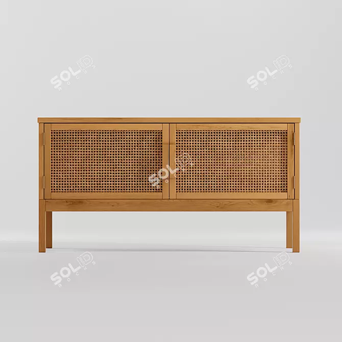 Boho Chic Rattan Media Console 3D model image 1