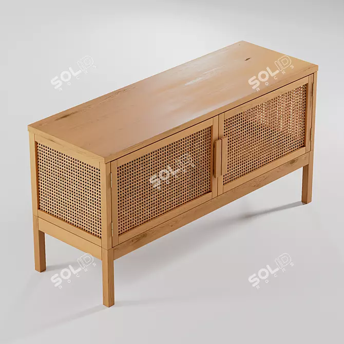 Boho Chic Rattan Media Console 3D model image 3