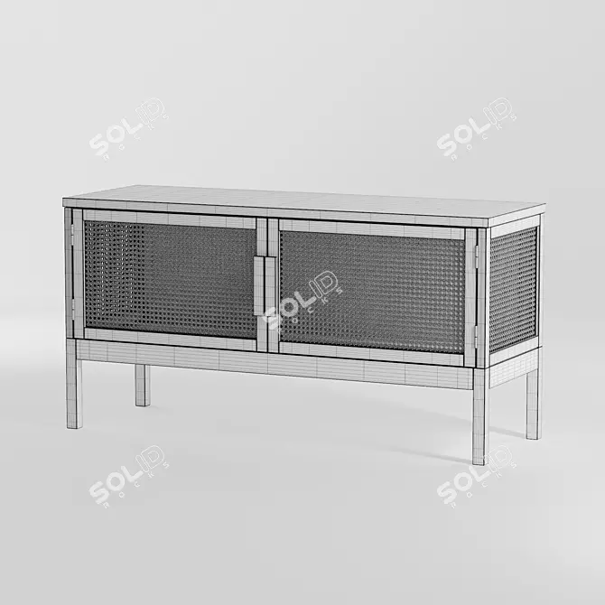 Boho Chic Rattan Media Console 3D model image 5