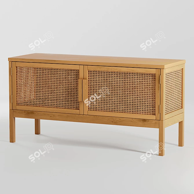 Boho Chic Rattan Media Console 3D model image 6