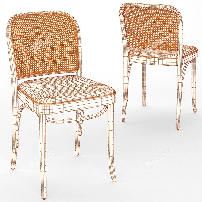 Hoffmann Cane Chair - Stylish and Versatile 3D model image 5