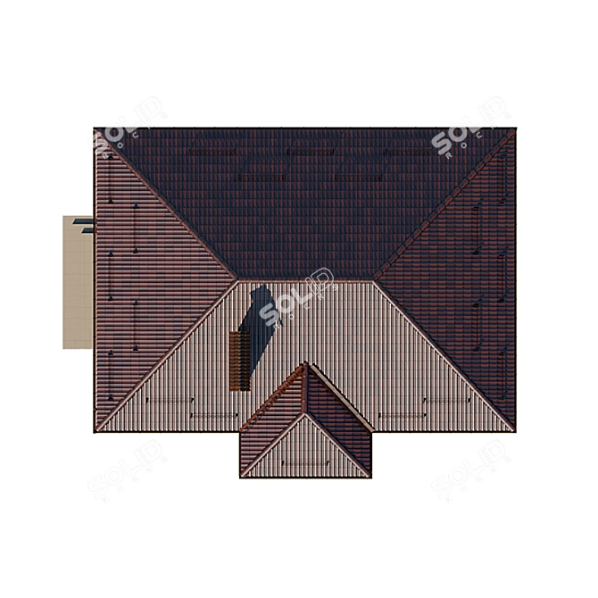 Geometric Roof Cottage with Night Lighting 3D model image 4