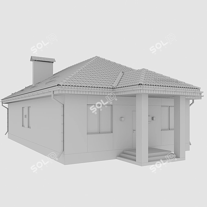 Geometric Cottage with Night Lighting 3D model image 4