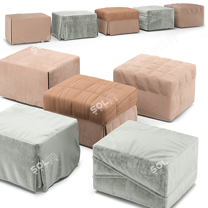 Compact and Stylish Bed-Pouf Set 3D model image 1