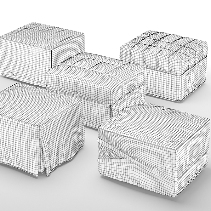 Compact and Stylish Bed-Pouf Set 3D model image 13