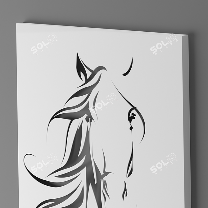 Equestrian Majesty: Decorative Panel 3D model image 2