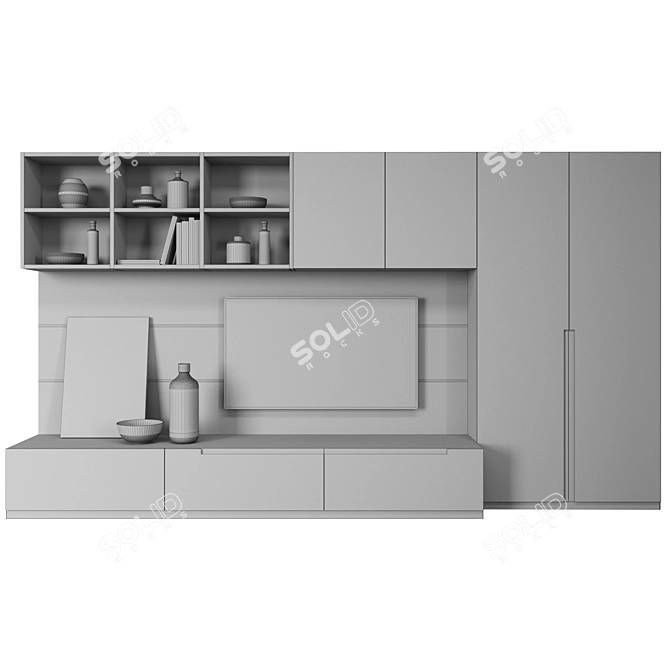 Sleek TV Wall for Modern Living 3D model image 2