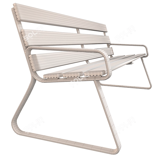 Alure Modern Aluminum and Wood Bench 3D model image 4