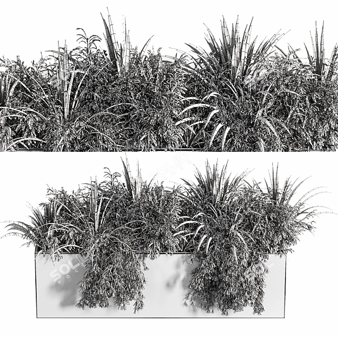 Concrete Box Outdoor Plant Tree 3D model image 2