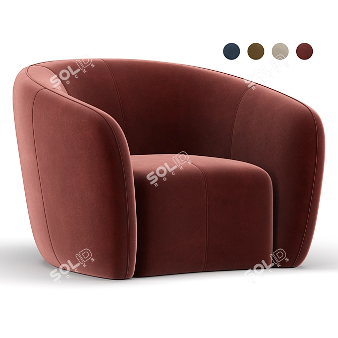 Elegant Alexis 45 Fabric Chair 3D model image 2