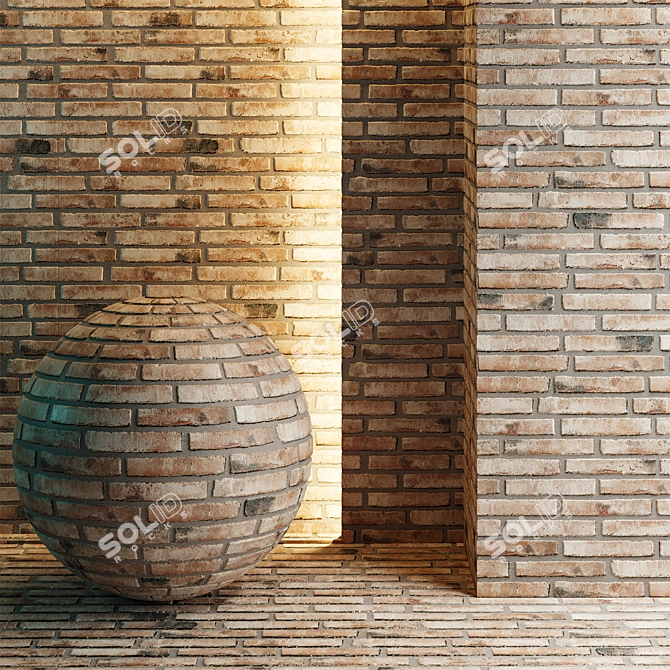 Seamless Reflective Brick Facade 3D model image 1