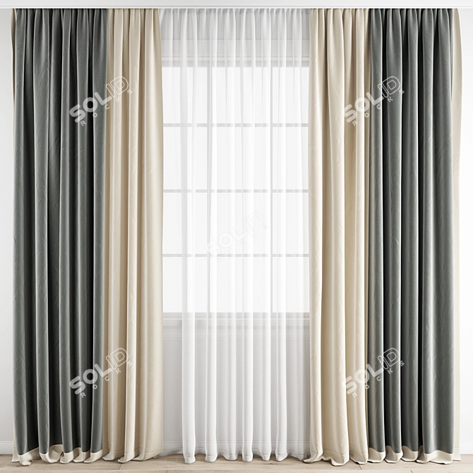 Luxury Curtain Collection 3D model image 1
