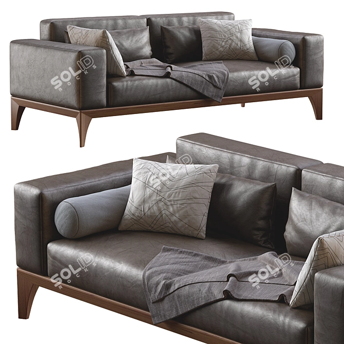 Elegant Leather Sofa by Porada 3D model image 1