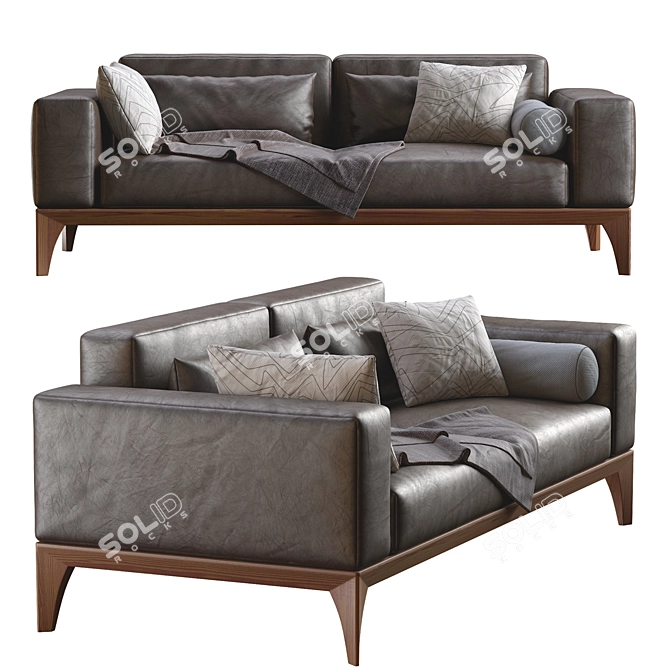 Elegant Leather Sofa by Porada 3D model image 3