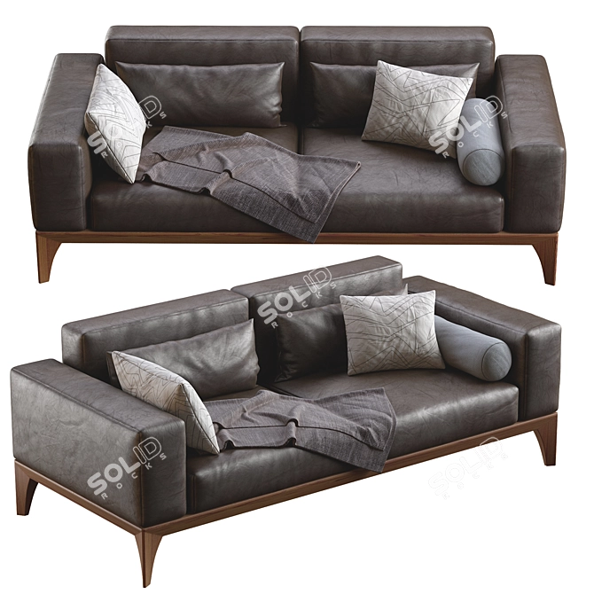 Elegant Leather Sofa by Porada 3D model image 4