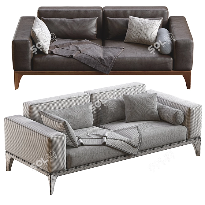 Elegant Leather Sofa by Porada 3D model image 5