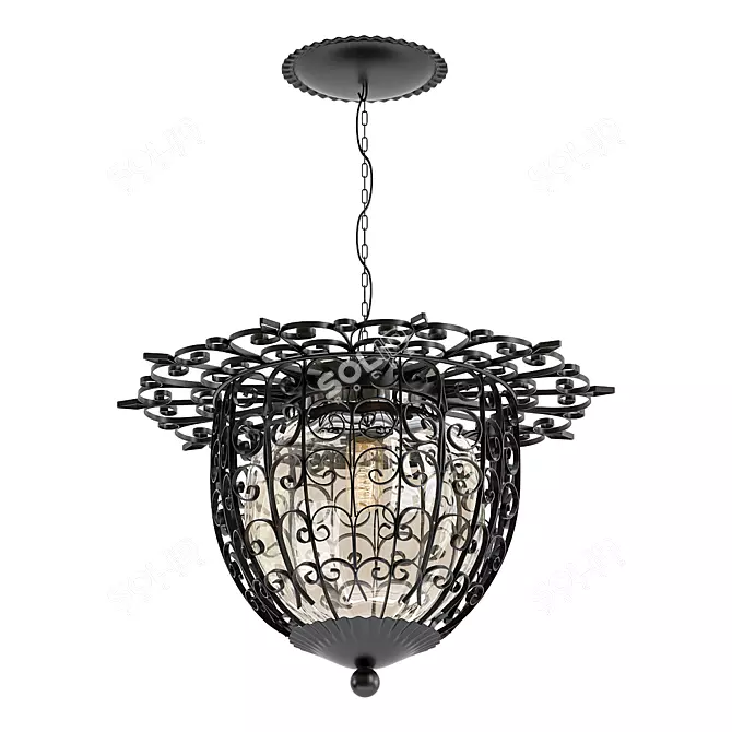 Spanish Wrought Iron Lantern: Elegant Illumination 3D model image 1