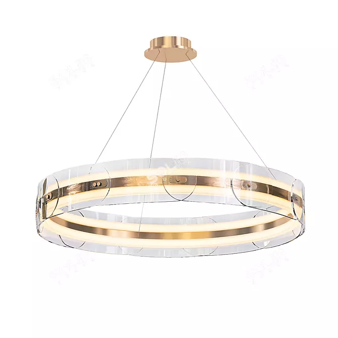 Elegant Gold Ring Chandelier 3D model image 1