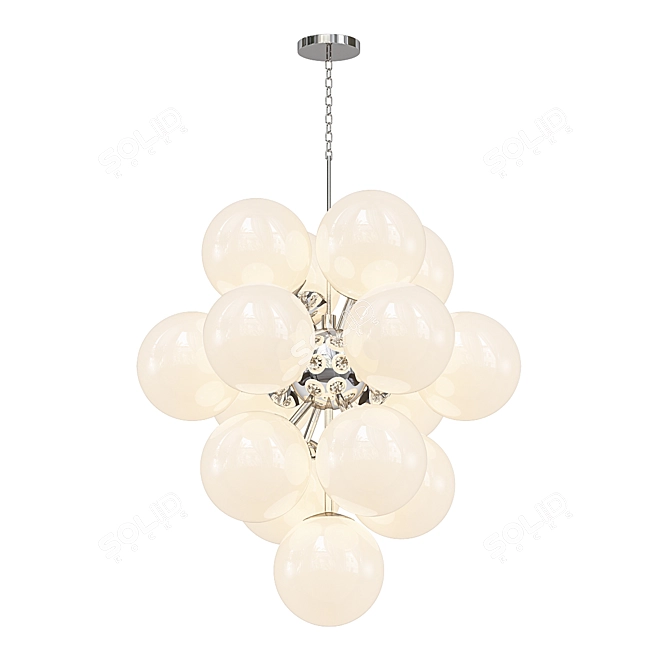 Mid Century White Glass Chandelier 3D model image 1
