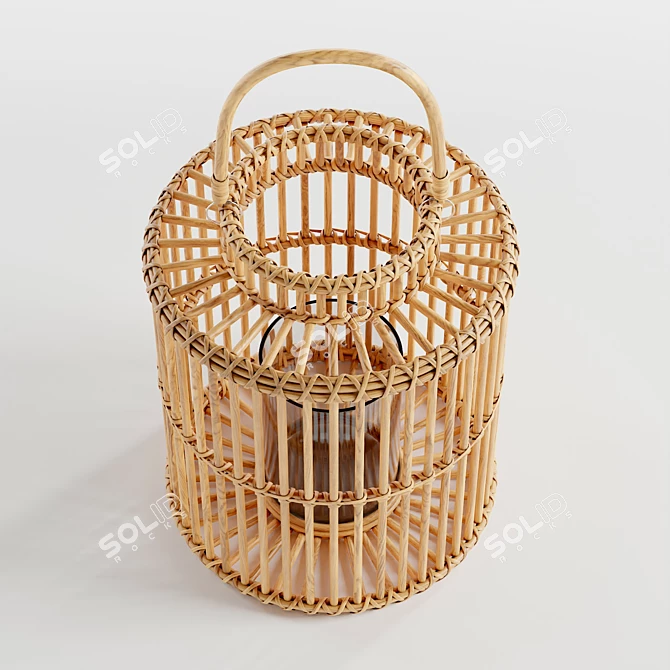 Coastal Haven Rattan Lantern 3D model image 2