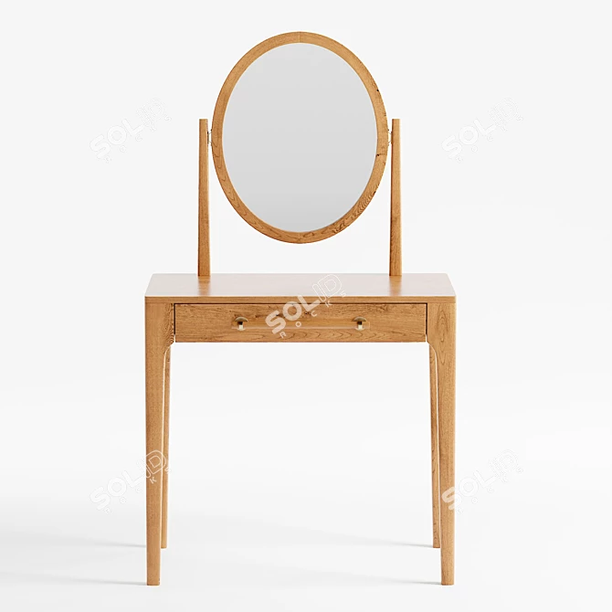 Scandi Ash Wood Vanity 3D model image 1