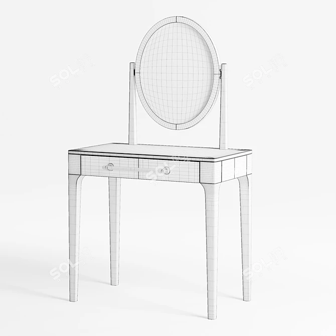 Scandi Ash Wood Vanity 3D model image 5