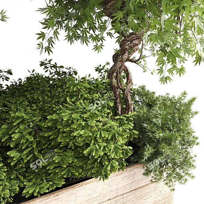 Natural Wood Outdoor Plant Pot (18") 3D model image 4