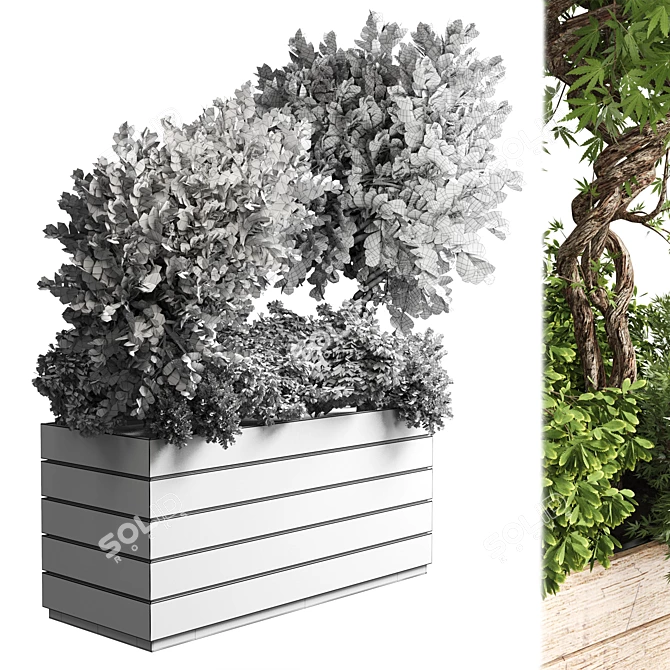 Natural Wood Outdoor Plant Pot (18") 3D model image 5