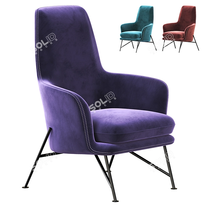 Vibrant Vasco Fabric Accent Chair 3D model image 1