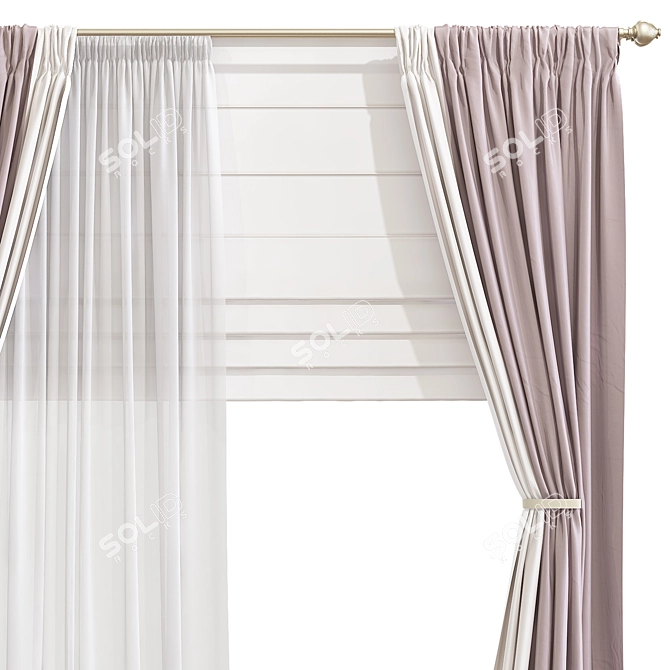 Elegant Velvet Curtain 3D model image 2