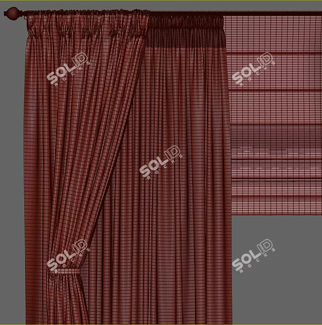 Elegant Velvet Curtain 3D model image 3