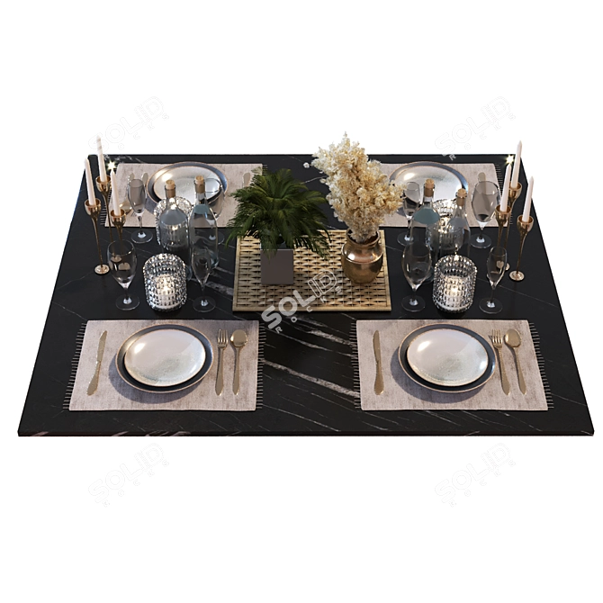 Modern Dining Table Set 014 3D model image 2